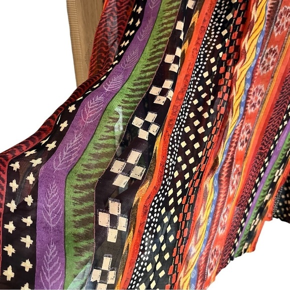 Rene Derhy Vintage Sheer Tribal Print Tunic Top Boho Half Button Front Sz L - Picture 6 of 11